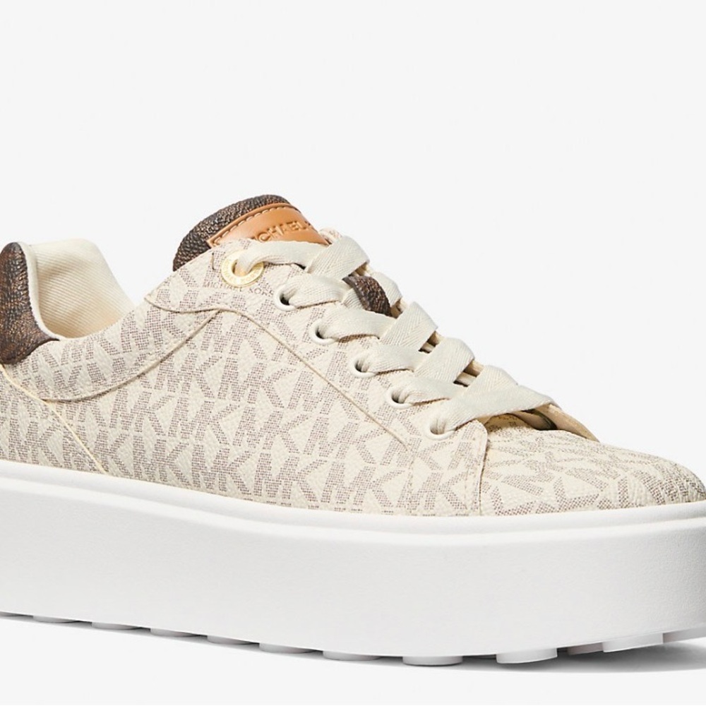 Michael Kors Beige Monogram Platform Sneakers